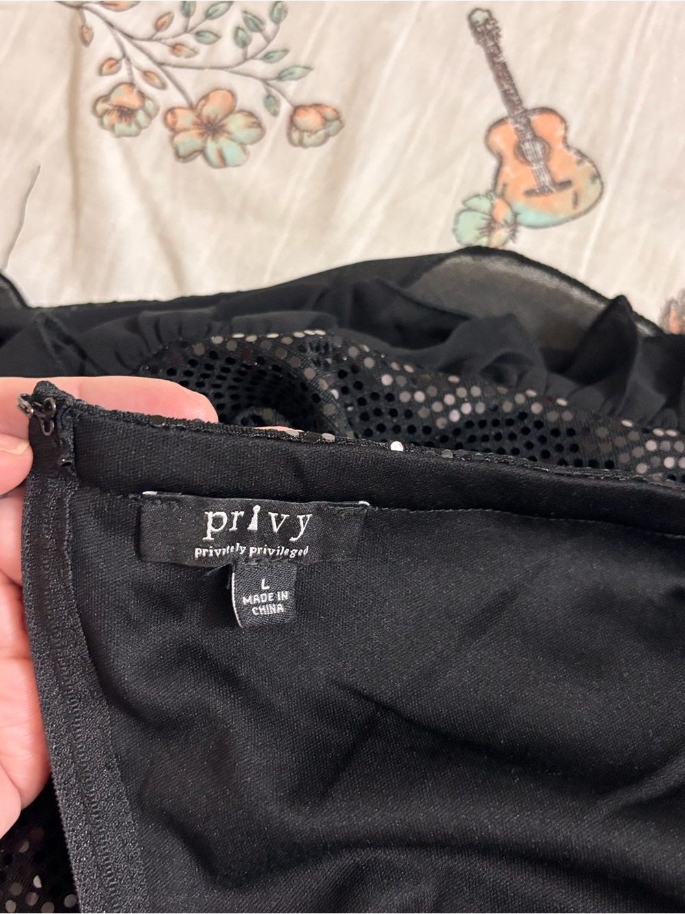 privy Black Sequin Layered Girls Skirt